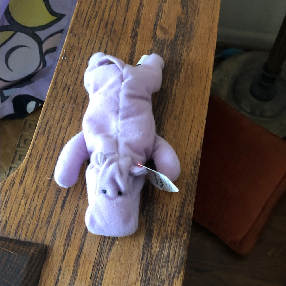 beanie baby teeny  Purple Hippo Toy “happy”
